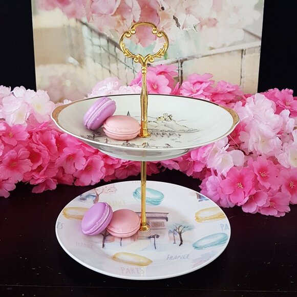 Handmade 2 Tier Cake Stand Dessert Jewelry Trinket Tray Tea Party Decor Gift - Picture 2 of 5